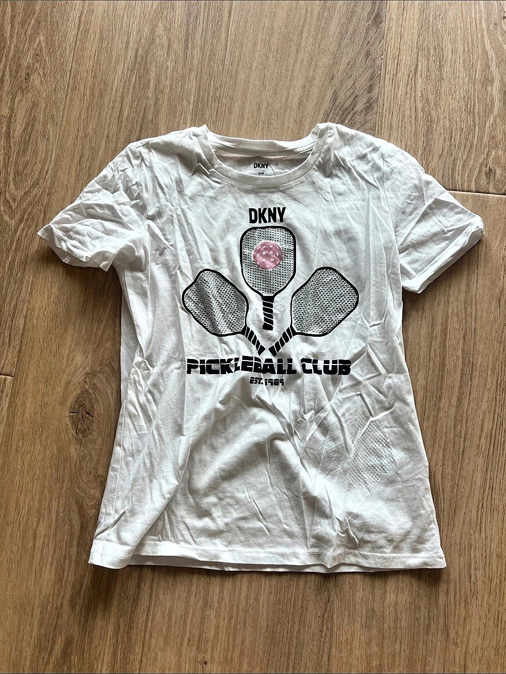 DKNY Pickleball Club Graphic Tee White XXS